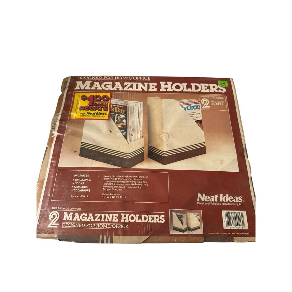 Vintage 1982 Neat Ideas Magazine Holders 2 Pack Sealed Fellowes Office Storage